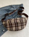 Plaid Adjustable Strap Crossbody Bag