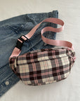 Plaid Adjustable Strap Crossbody Bag