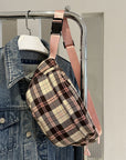 Plaid Adjustable Strap Crossbody Bag