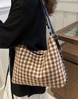 Plaid Adjustable Strap Handbag