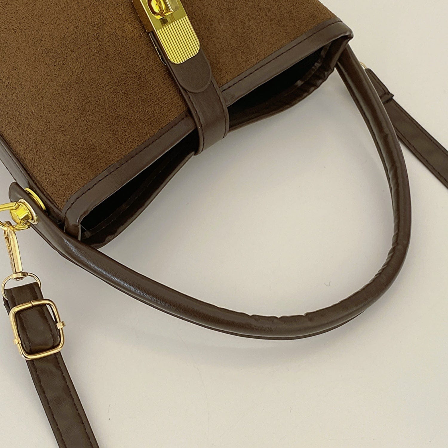 Gray PU Leather Bucket Crossbody Bag