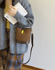 Light Gray PU Leather Bucket Crossbody Bag