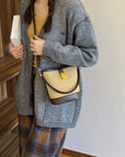 Gray PU Leather Bucket Crossbody Bag