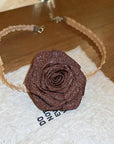 Saddle Brown 3D Rose Alloy Buckle Necklace