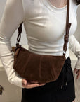 Suede Croissant Shape Shoulder Bag