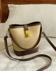 Gray PU Leather Bucket Crossbody Bag