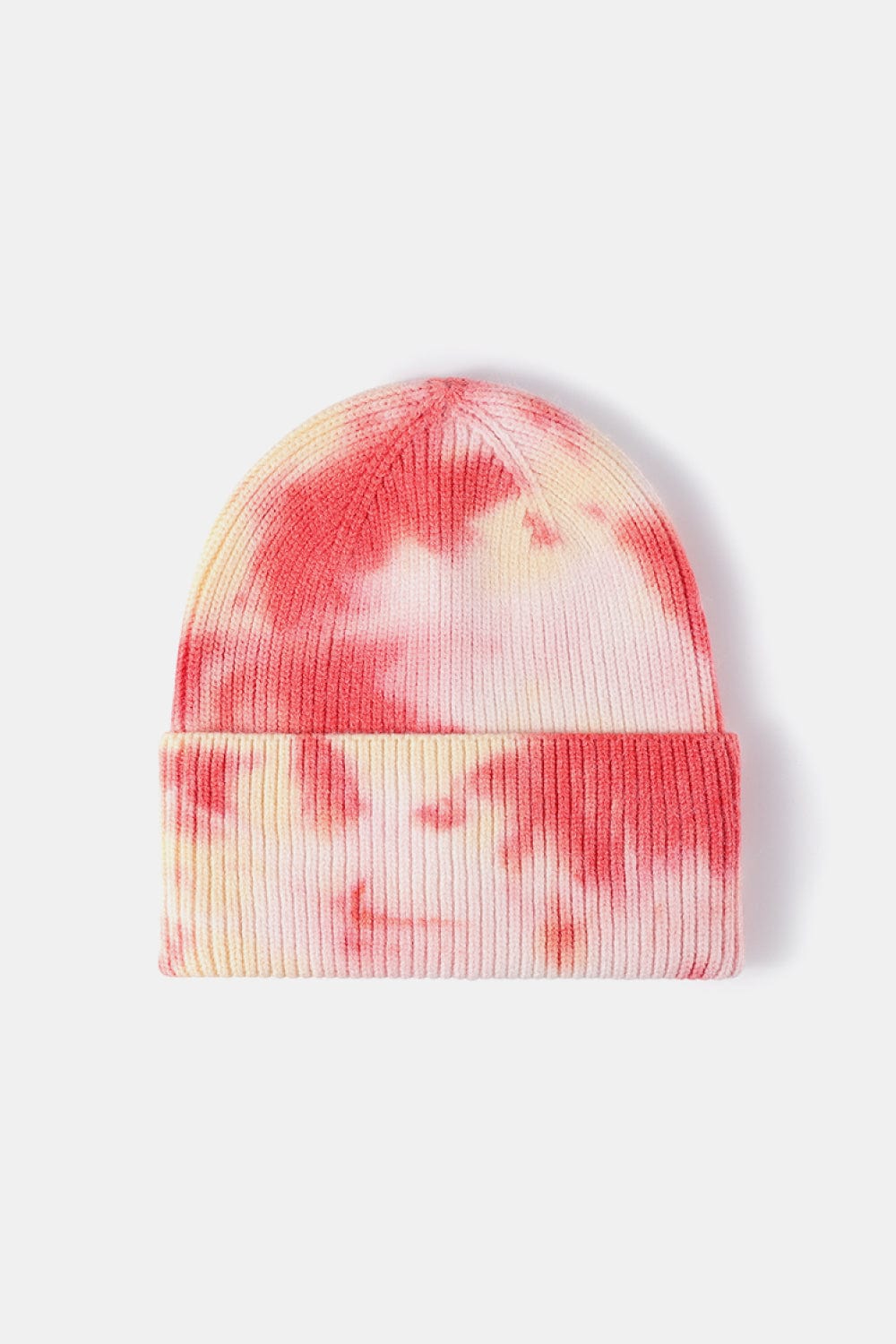 White Smoke Tie-Dye Cuffed Rib-Knit Beanie Hat