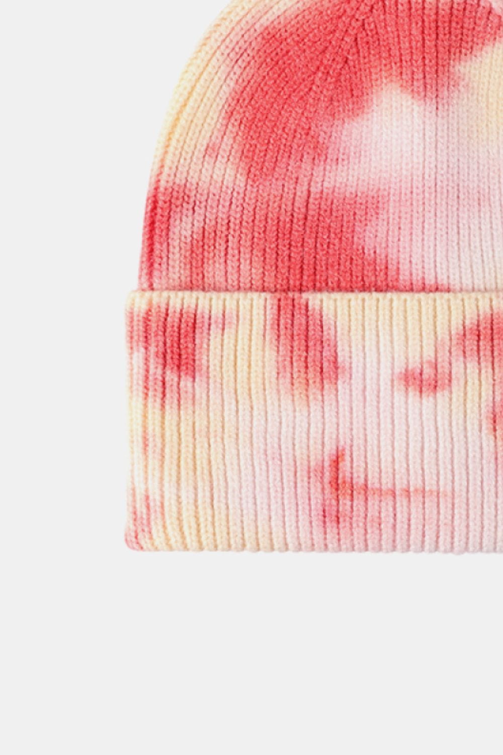 Misty Rose Tie-Dye Cuffed Rib-Knit Beanie Hat