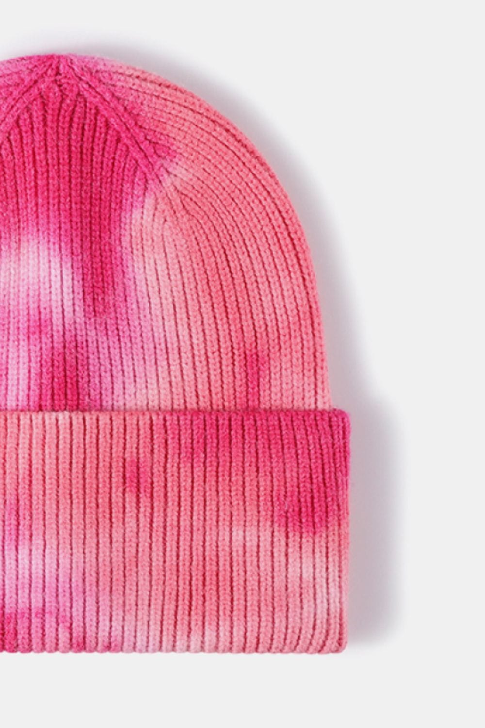 Misty Rose Tie-Dye Cuffed Rib-Knit Beanie Hat