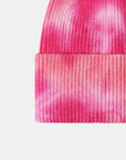 Pale Violet Red Tie-Dye Cuffed Rib-Knit Beanie Hat