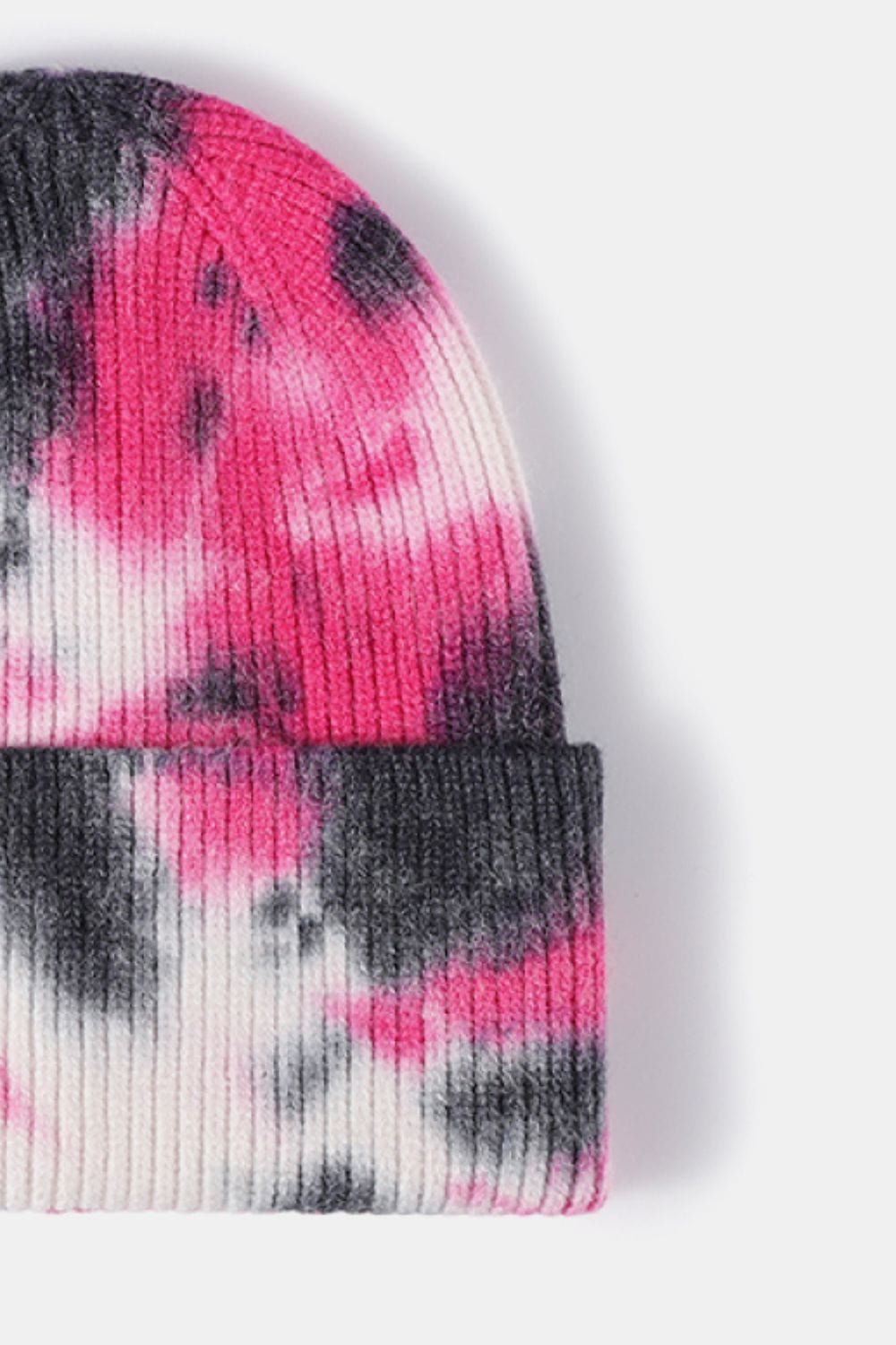 Misty Rose Tie-Dye Cuffed Rib-Knit Beanie Hat