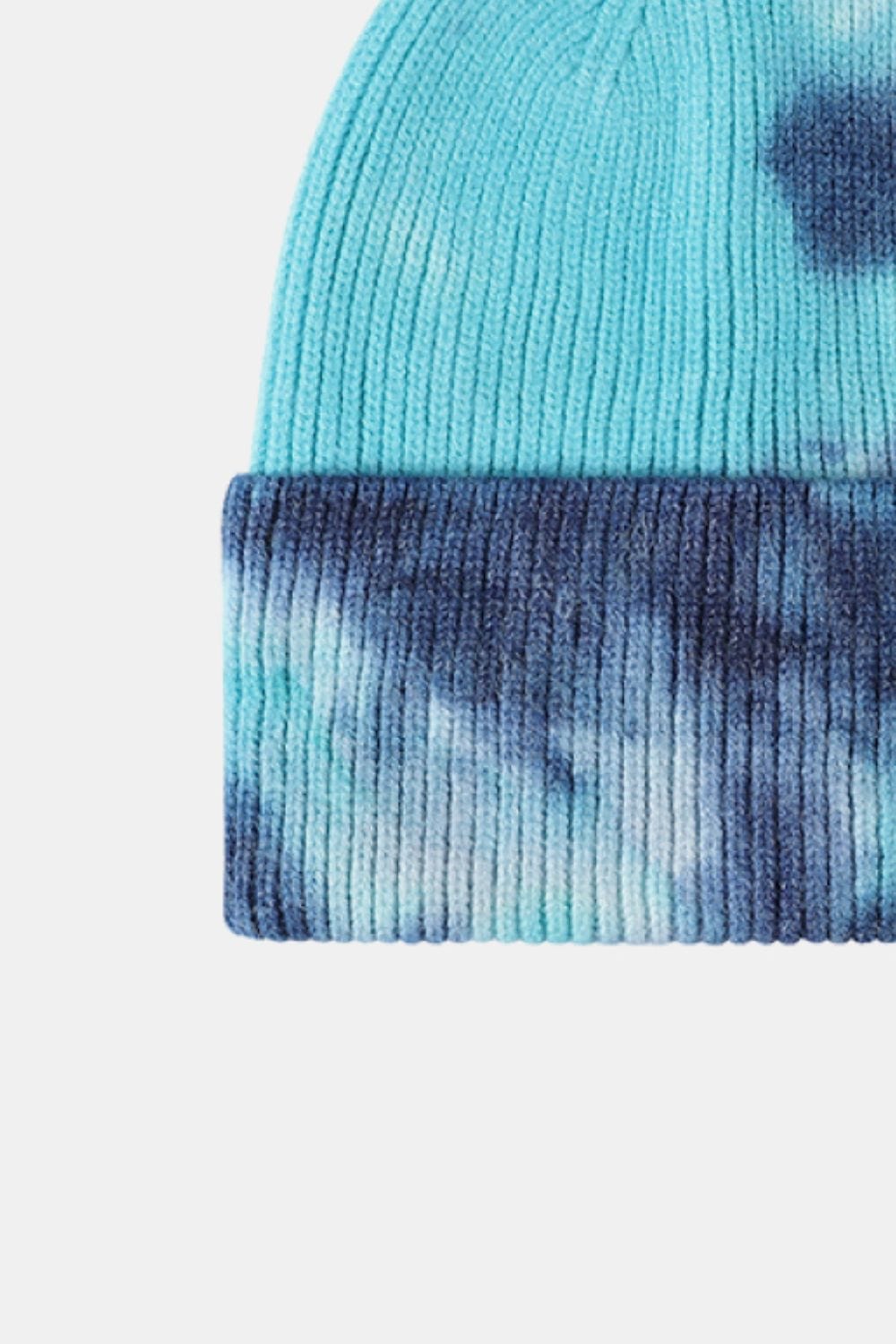 Lavender Tie-Dye Cuffed Rib-Knit Beanie Hat