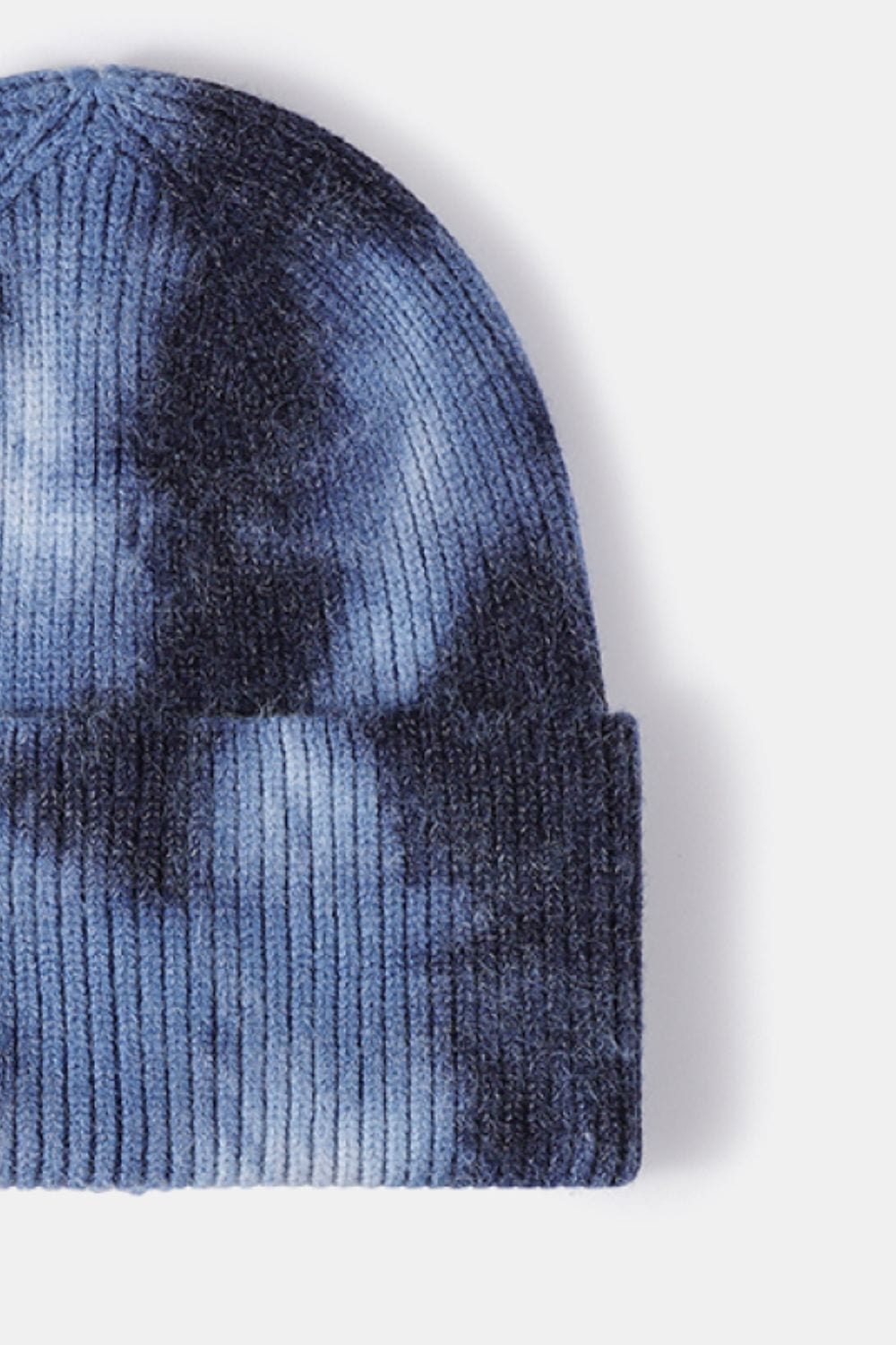 Dark Slate Gray Tie-Dye Cuffed Rib-Knit Beanie Hat