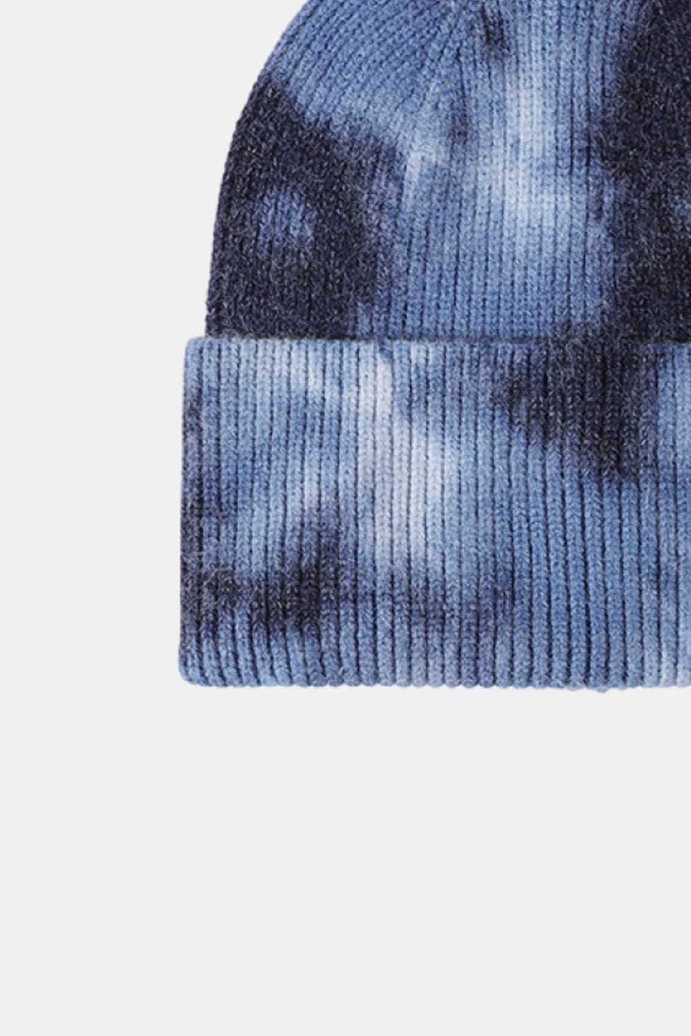 Dark Slate Blue Tie-Dye Cuffed Rib-Knit Beanie Hat