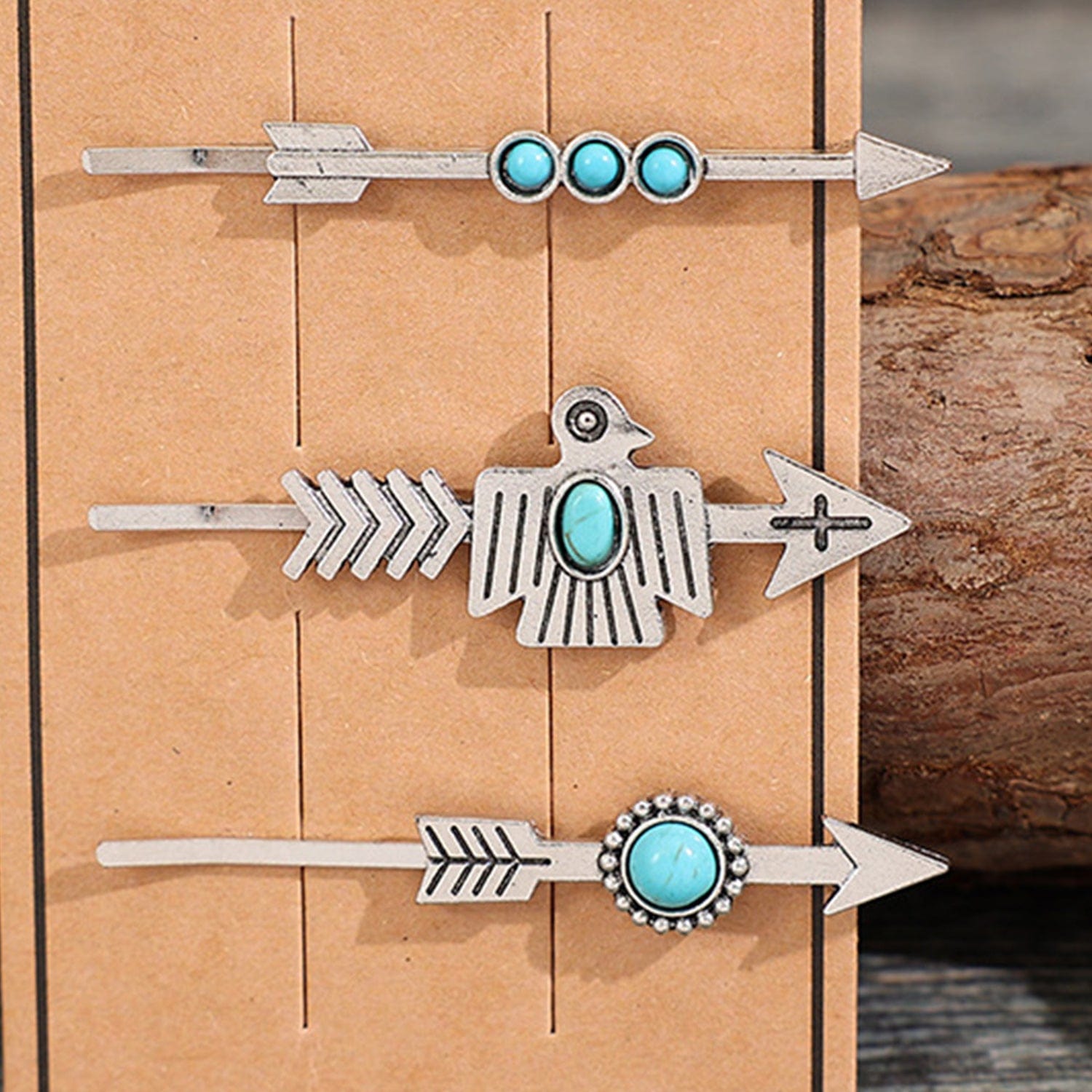 Dark Salmon 3 PCS/Set Artificial Turquoise Hair Pins