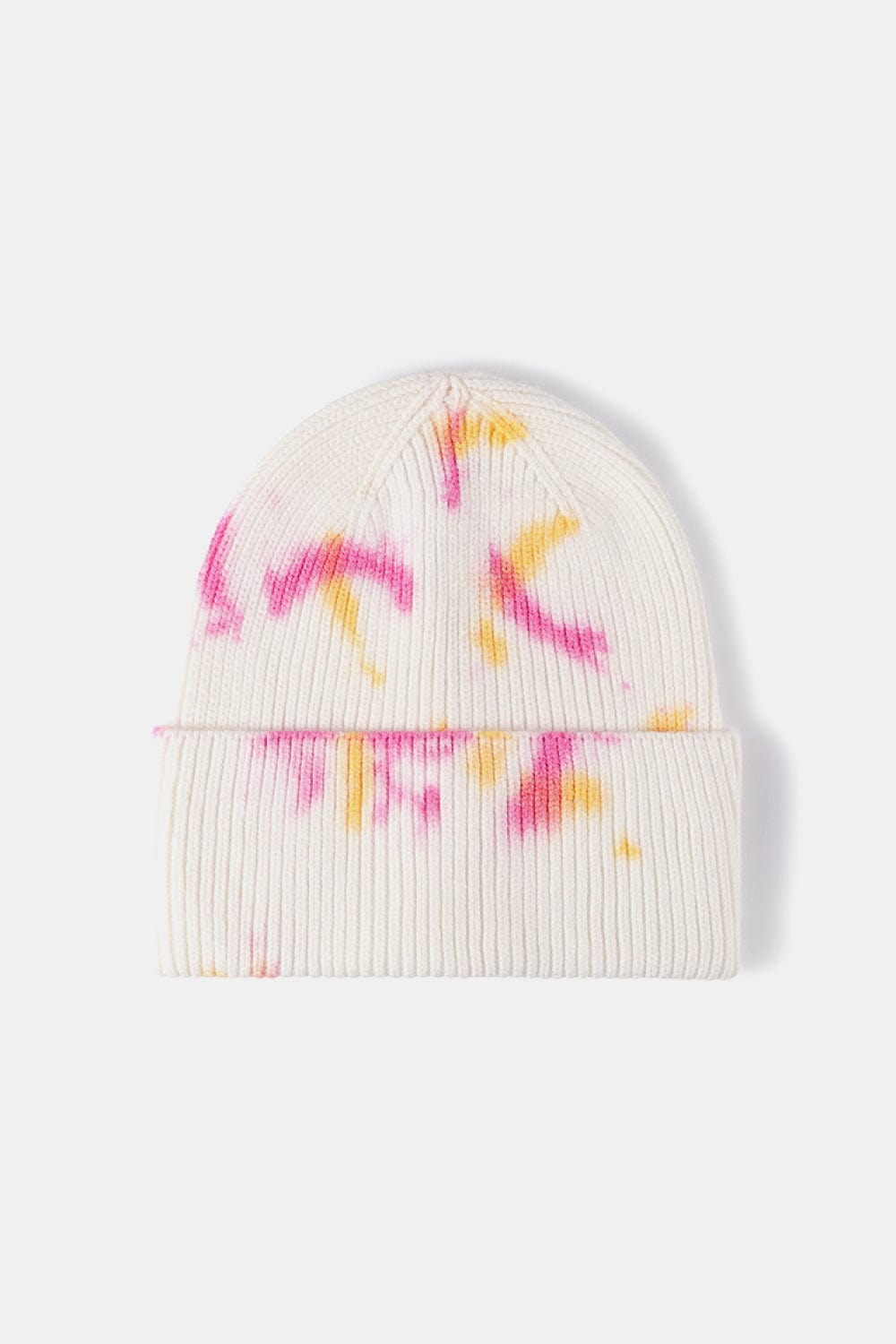 White Smoke Tie-Dye Cuffed Rib-Knit Beanie Hat