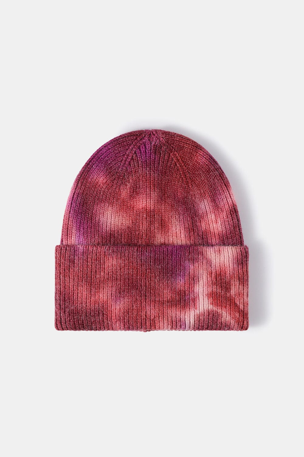 White Smoke Tie-Dye Cuffed Rib-Knit Beanie Hat