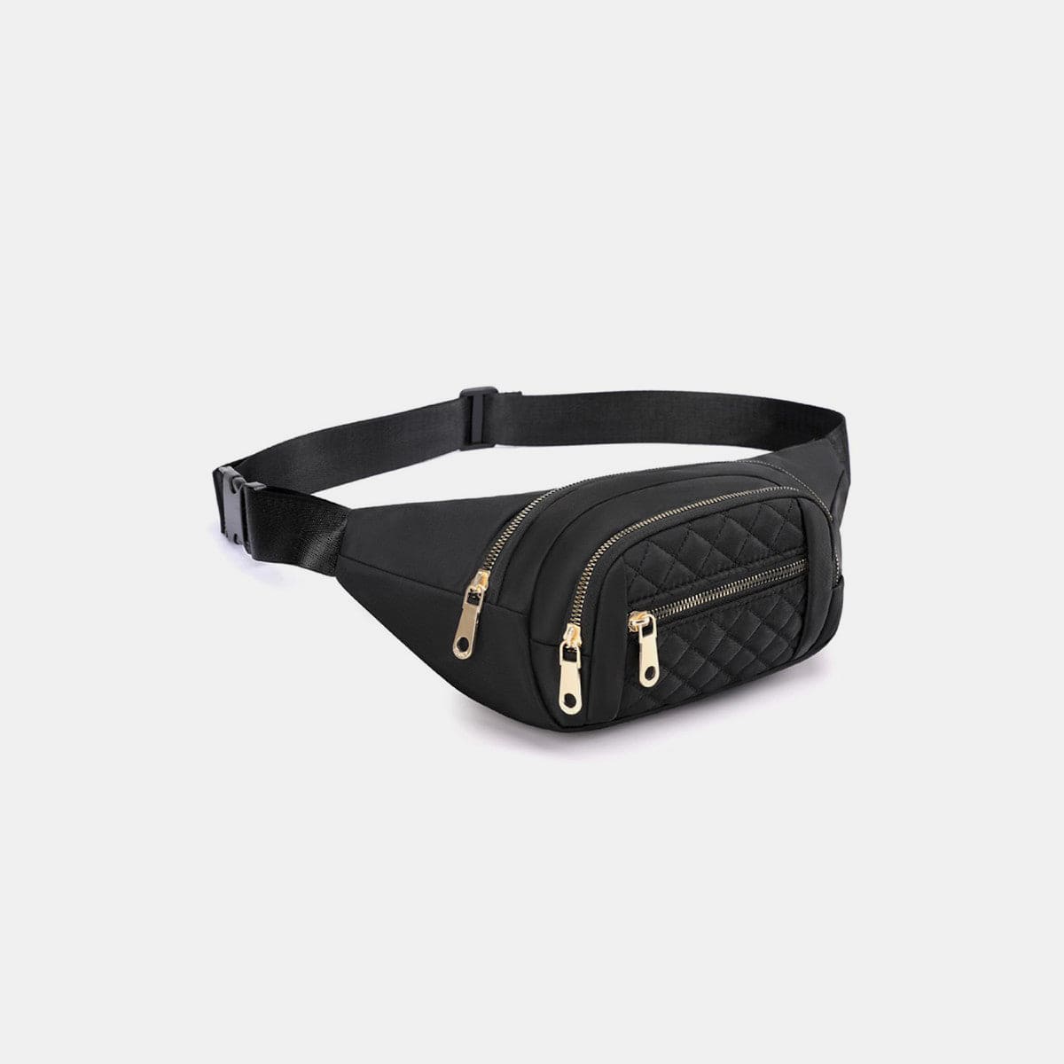 White Smoke Zenana Quilted Multi Pocket Waist Belt Bag