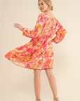 Wheat And The Why Full Size Printed Tie Back Long Sleeve Dress