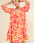 Wheat And The Why Full Size Printed Tie Back Long Sleeve Dress