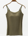 Dark Olive Green Full Size Adjustable Strap Modal Cami with Bra