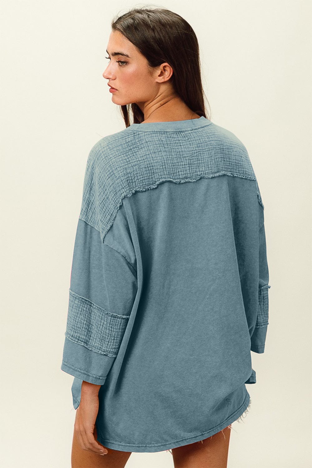 Light Gray BiBi High-Low Washed T-Shirt