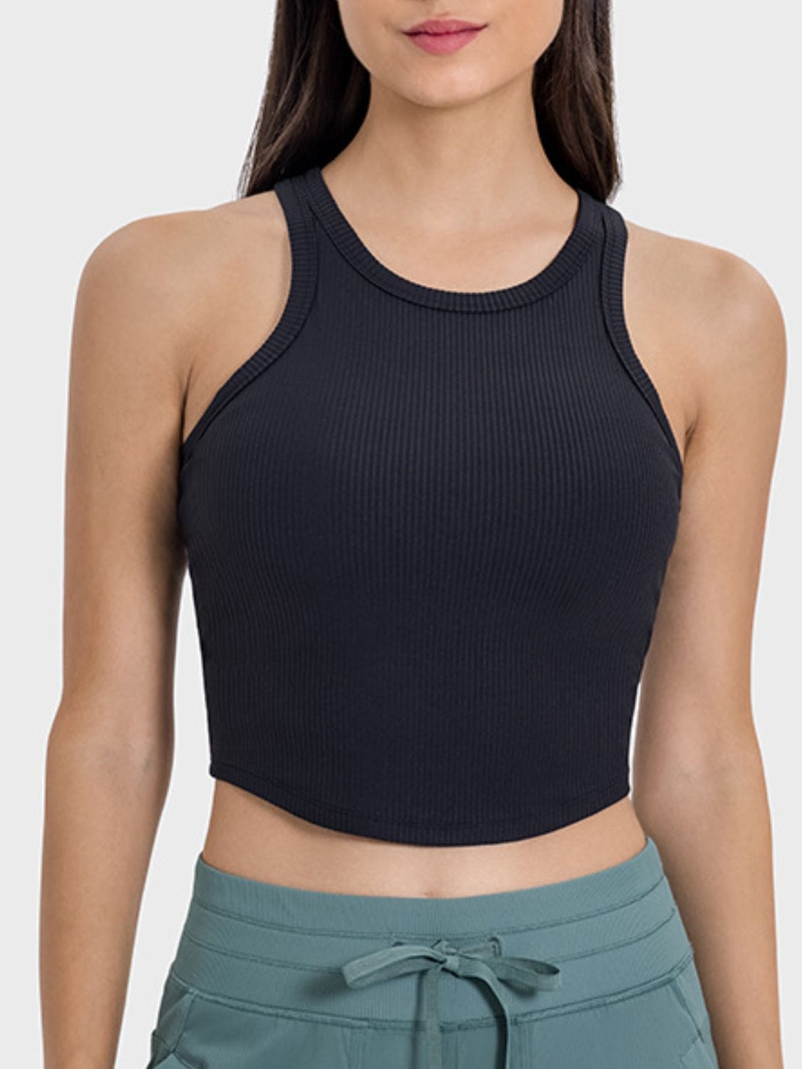 Dark Slate Gray Round Neck Racerback Active Tank