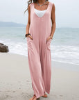 Light Gray Full Size Wide Strap Jumpsuit with Pockets