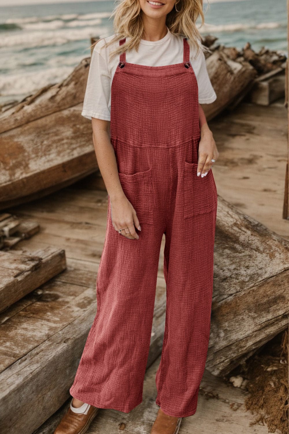 Sienna Full Size Wide Leg Front Pocket Jumpsuit