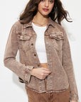 Rosy Brown Button Up Long Sleeve Denim Jacket