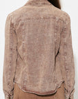 Rosy Brown Button Up Long Sleeve Denim Jacket