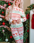 Christmas Element Round Neck Top and Pants Lounge Set