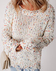 Confetti Round Neck Dropped Shoulder Sweater