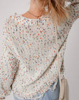 Confetti Round Neck Dropped Shoulder Sweater