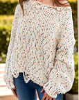 Confetti Round Neck Dropped Shoulder Sweater