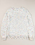 Confetti Round Neck Dropped Shoulder Sweater