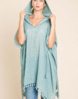 Light Gray Cotton Bleu by Nu Label Tassel Hem Hooded Cover Up