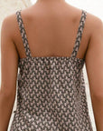 Dim Gray Decorative Buckle Printed Notched Tank