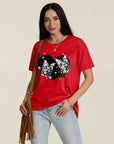 Light Gray Cat Round Neck Dropped Shoulder T-Shirt