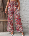 Rosy Brown Printed Wide Leg Pants