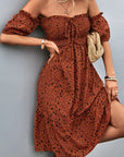 Sienna Ditsy Floral Smocked Frill Trim Off-Shoulder Dress