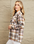 Double Take Plaid Button Front Shirt Jacket with Breast Pockets