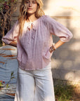 Rosy Brown In February Textured Tie Neck Blouse