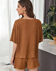 Sienna Full Size Waffle-Knit Dropped Shoulder Top and Shorts Set