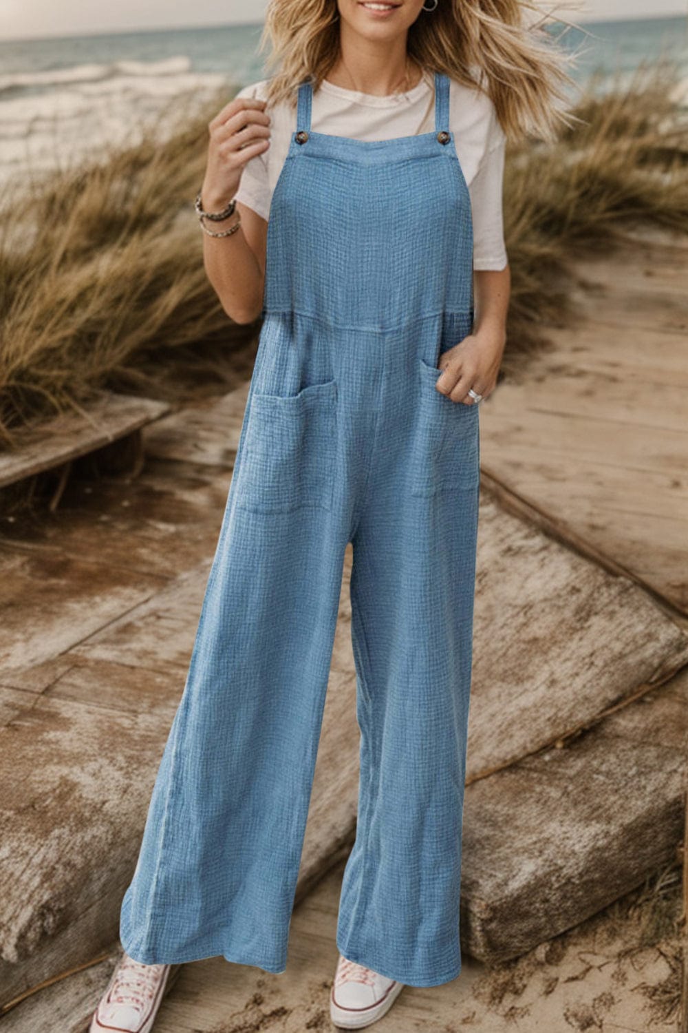 Dim Gray Full Size Wide Leg Front Pocket Jumpsuit