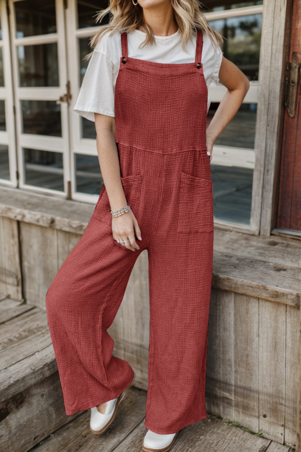 Dim Gray Full Size Wide Leg Front Pocket Jumpsuit