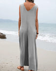 Light Gray Full Size Wide Strap Jumpsuit with Pockets