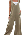 Dim Gray Full Size Wide Strap Jumpsuit with Pockets