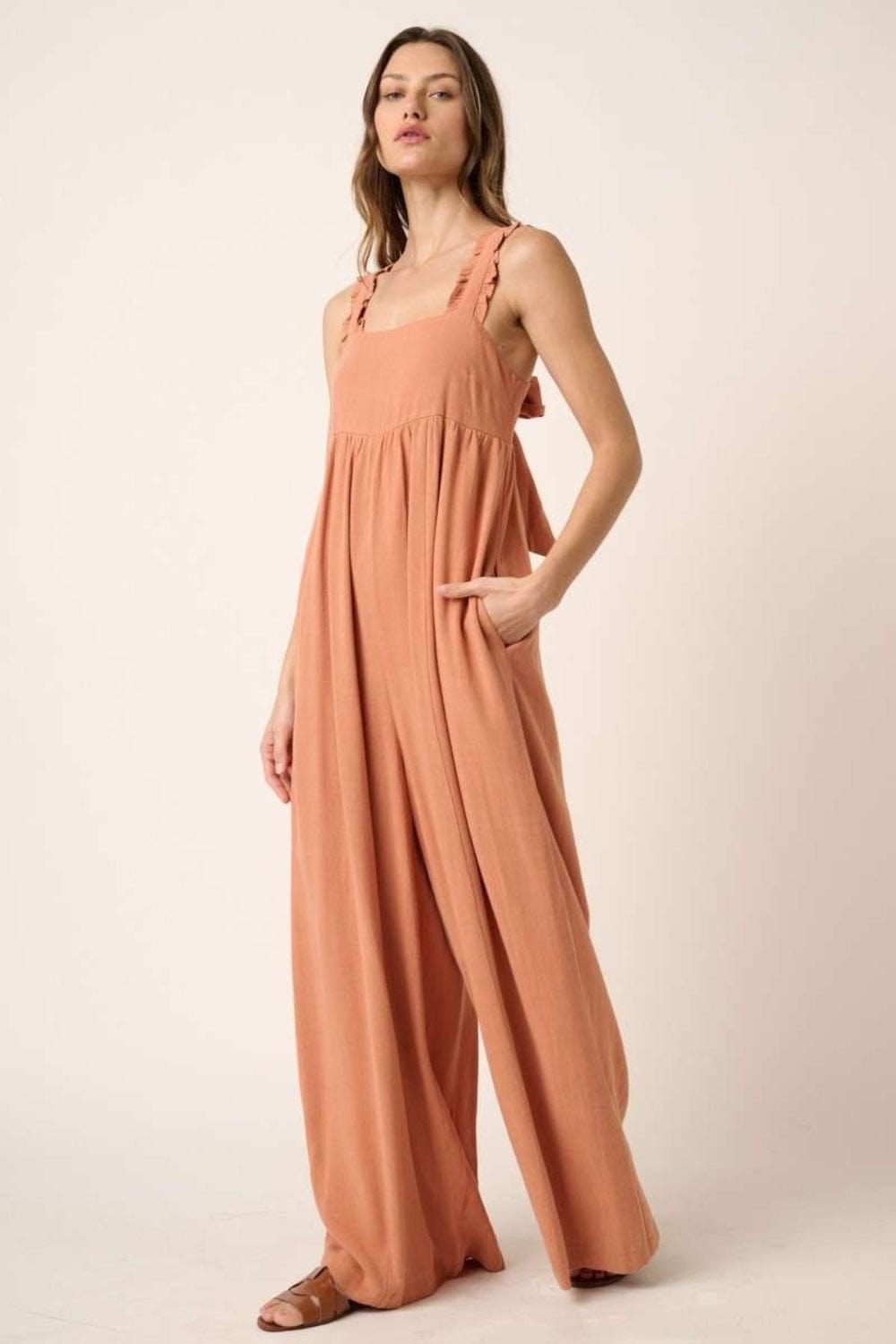 Bisque Mittoshop Sleeveless Wide Leg Jumpsuit