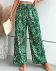 Light Gray Printed Wide Leg Pants